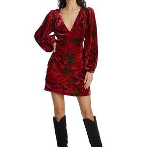 Shiny Flowers Velvet Mini Dress